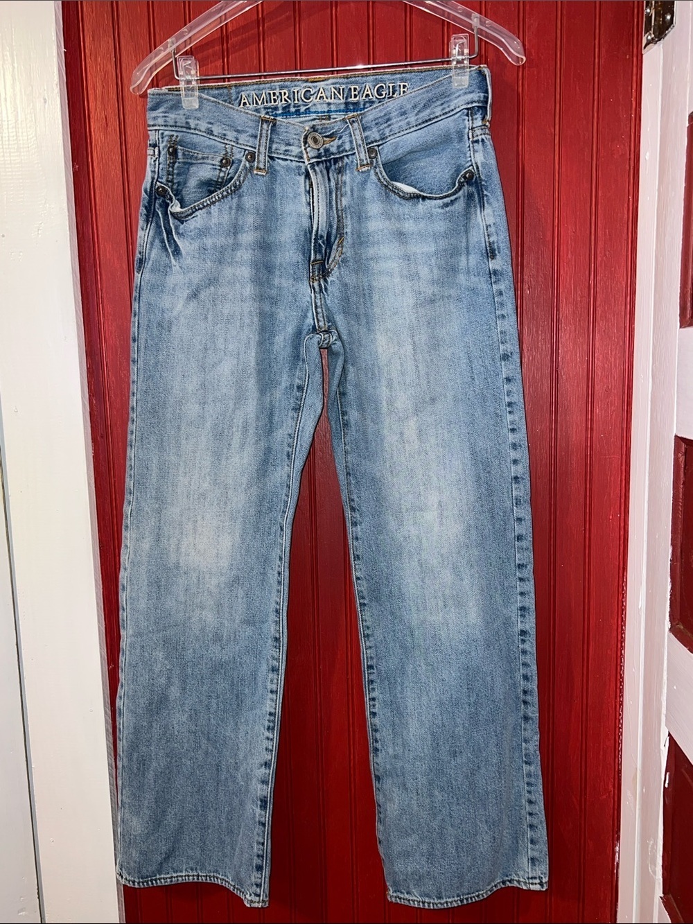 American Eagle Outfitters Men's Faded Blue Straight Original Boot Jeans 29x30